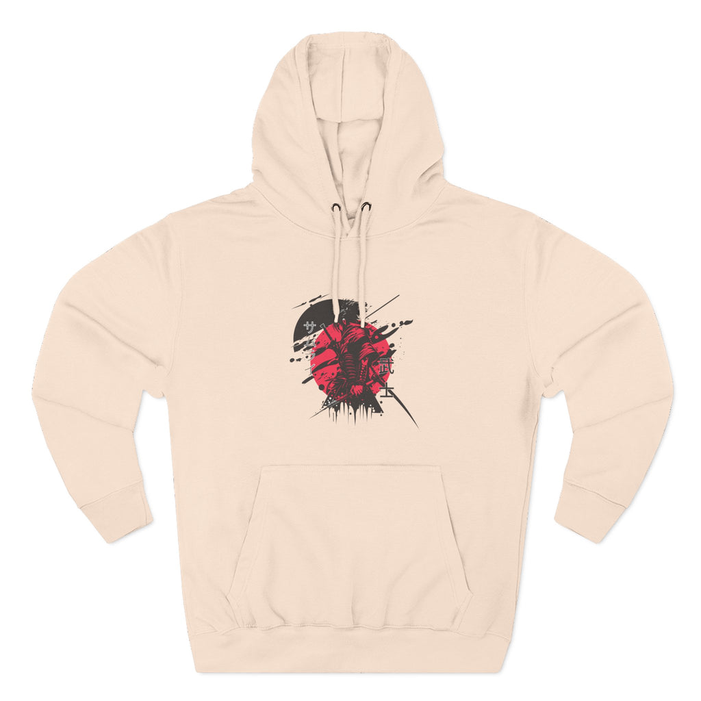 Grunge Rising Hoodie — Red Sun Graphic Fleece Hoodie