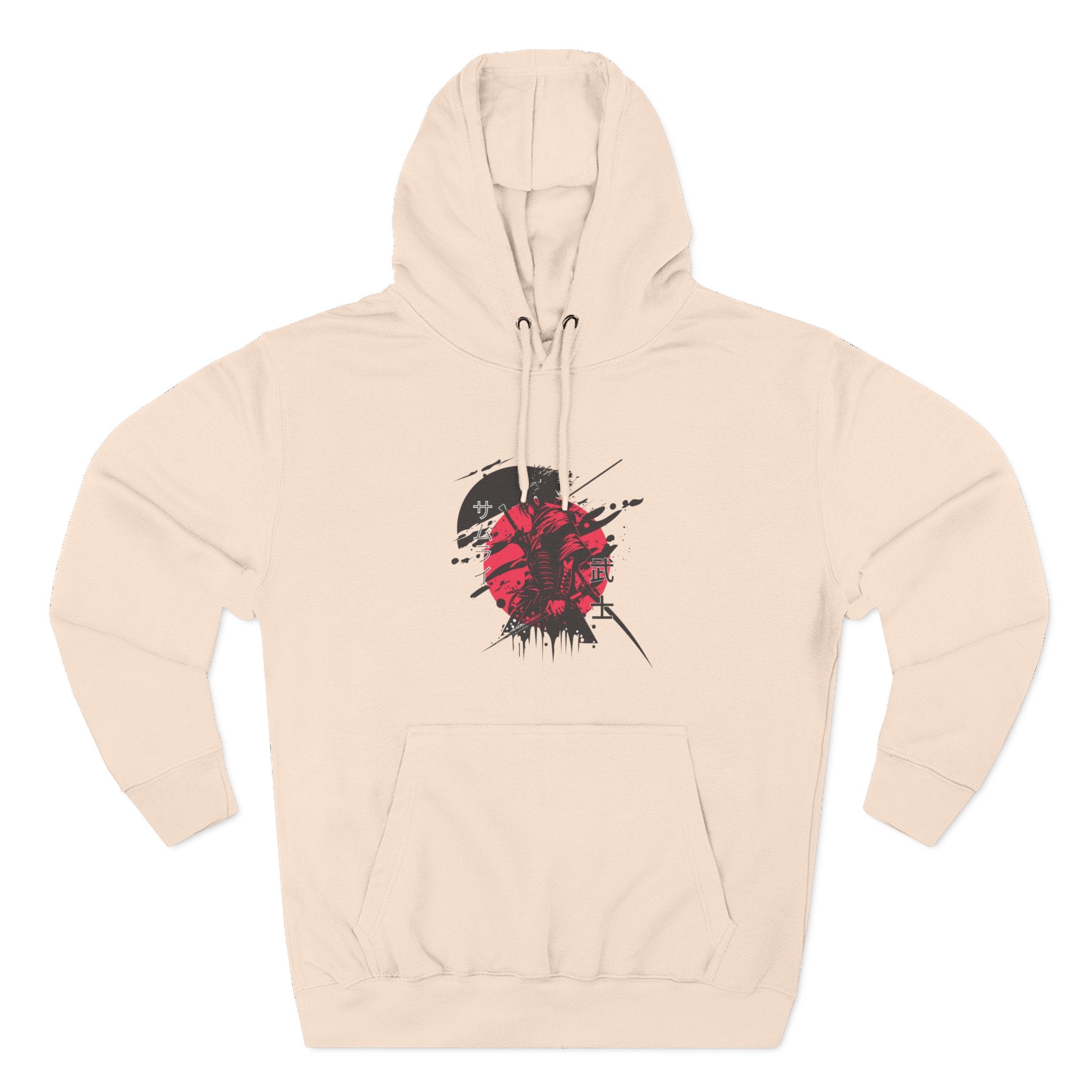Grunge Rising Hoodie — Red Sun Graphic Fleece Hoodie
