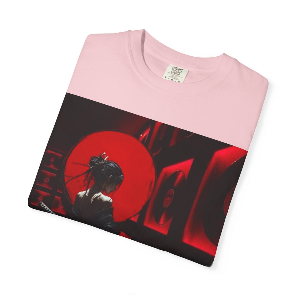 Red Moon Samurai T-Shirt — Dramatic Anime Art Tee with 'LEGACIESS' Back Logo