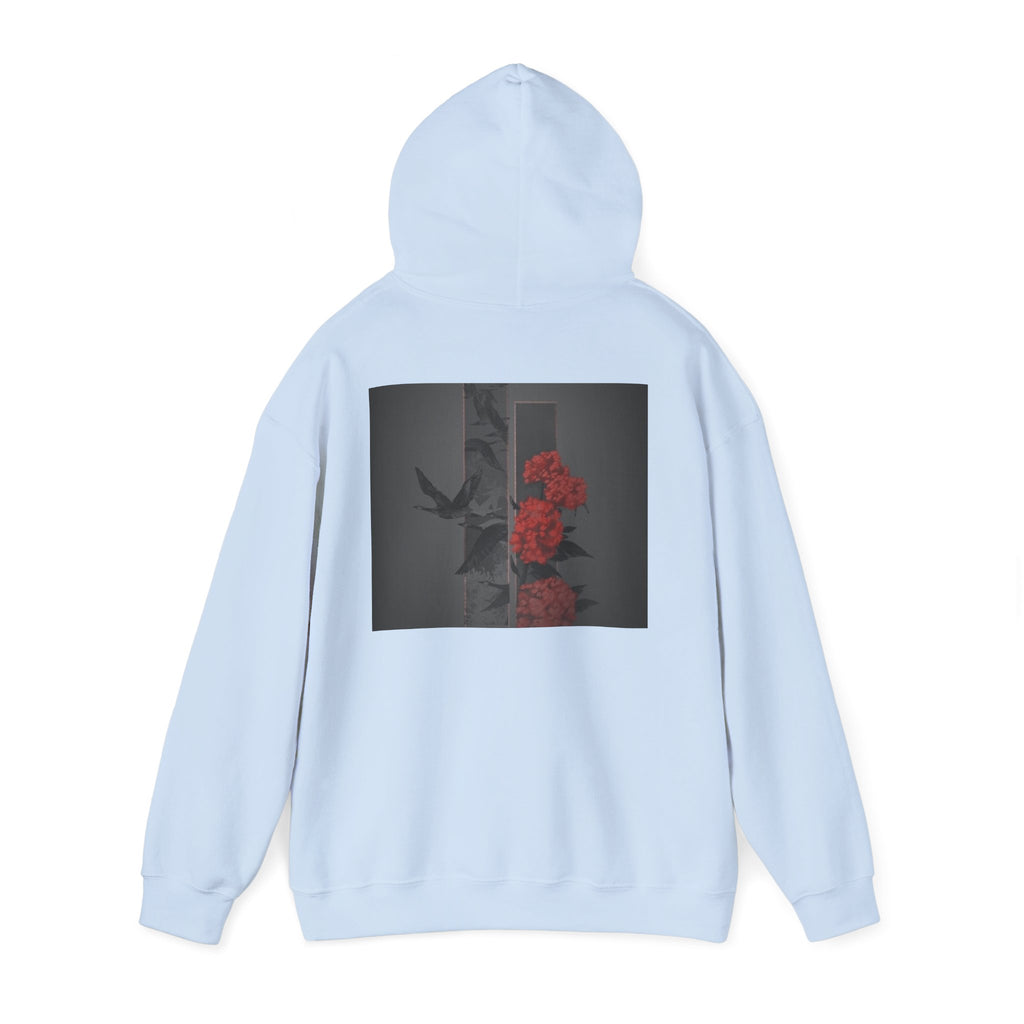 Floral Noir Hoodie — Red Roses on Dark Background