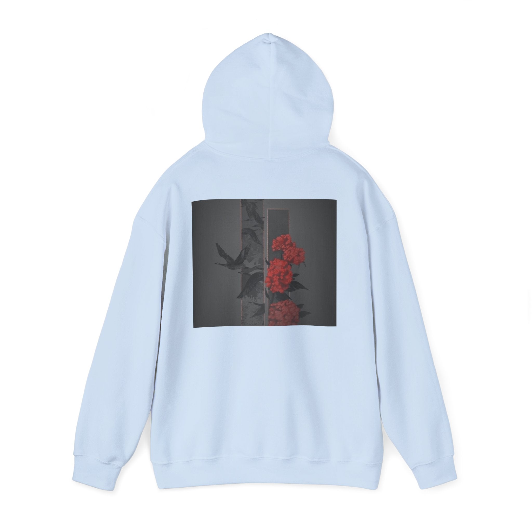 Floral Noir Hoodie — Red Roses on Dark Background