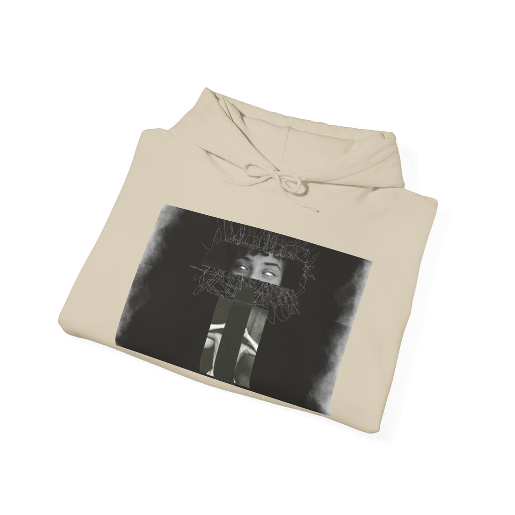 Mystic Window Hoodie — Gothic Portrait Smoke Graphic Hooded Sweatshirt