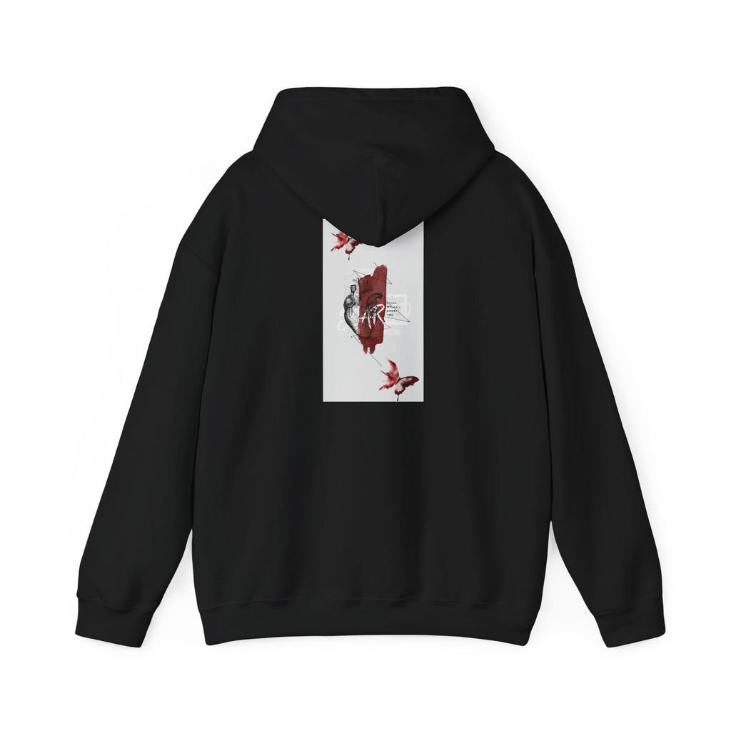 Hoodie — Romantic Red Rose & Butterflies Graphic Hoodie