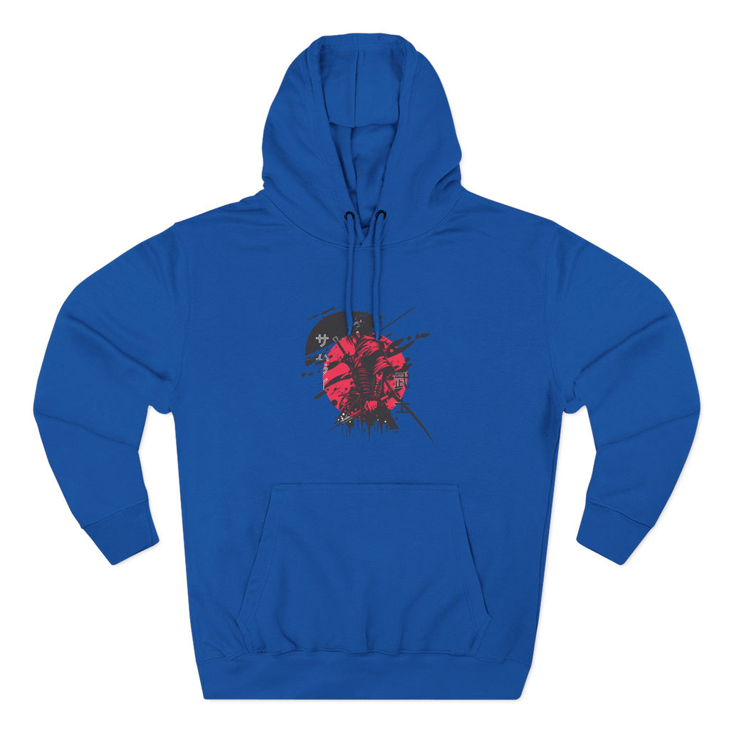 Grunge Rising Hoodie — Red Sun Graphic Fleece Hoodie