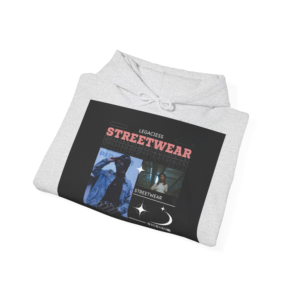 Streetwear Collage Hoodie — Retro Urban Graphic Sweatshirt