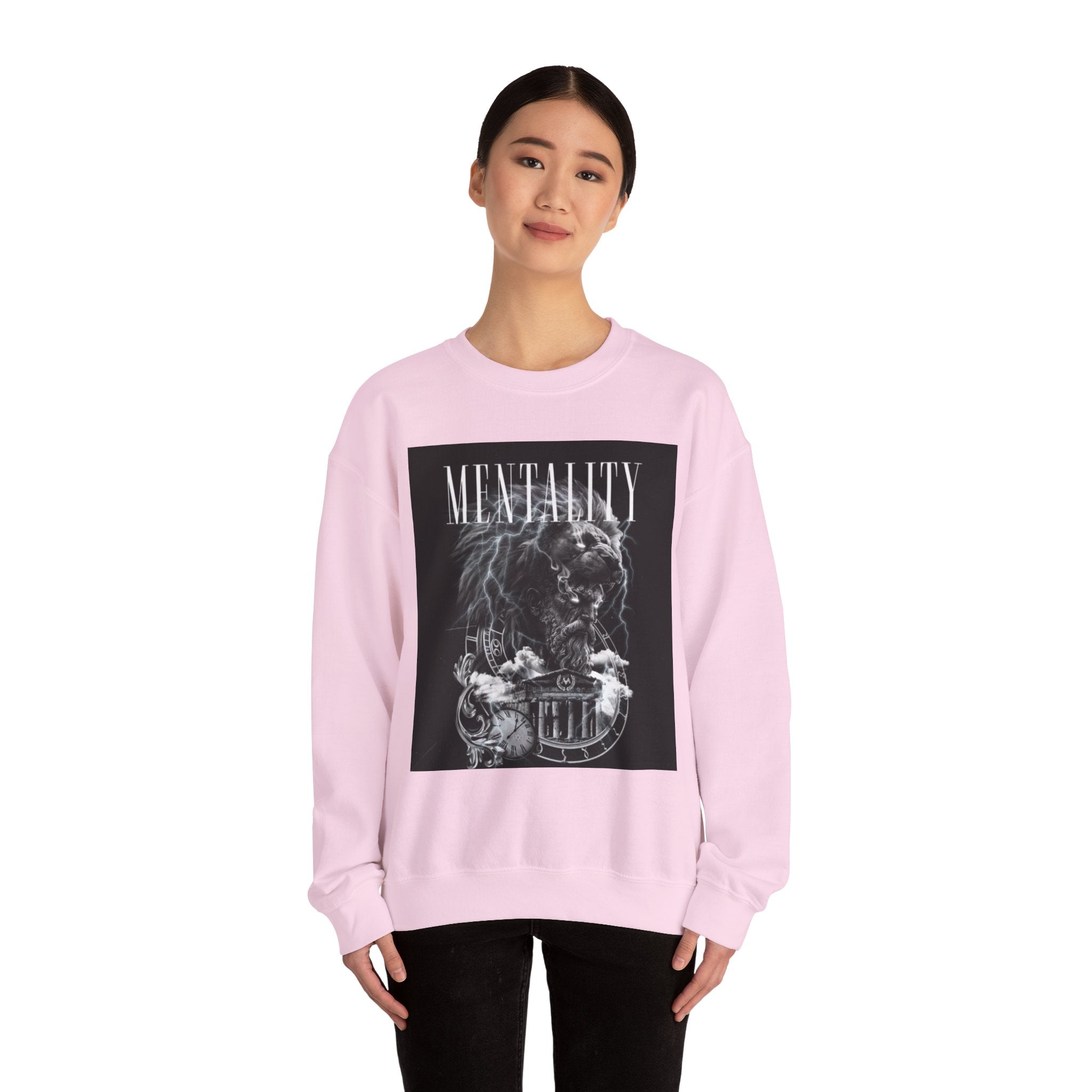 Crewneck Sweatshirt — 'MENTALITY' Lion Graphic | LEGACiESS Back Logo