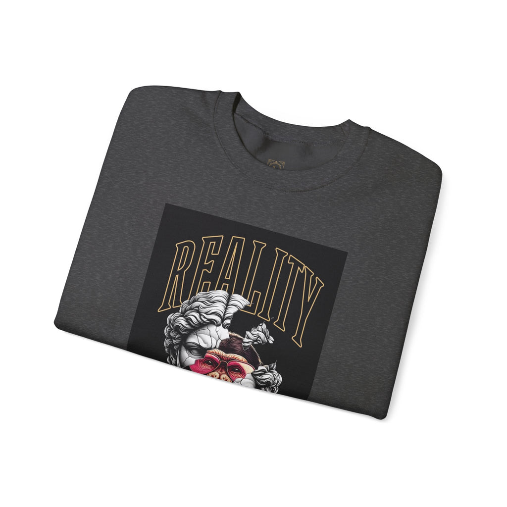 Crewneck Sweatshirt — "Reality Hides Behind The Mask" Graphic Pullover