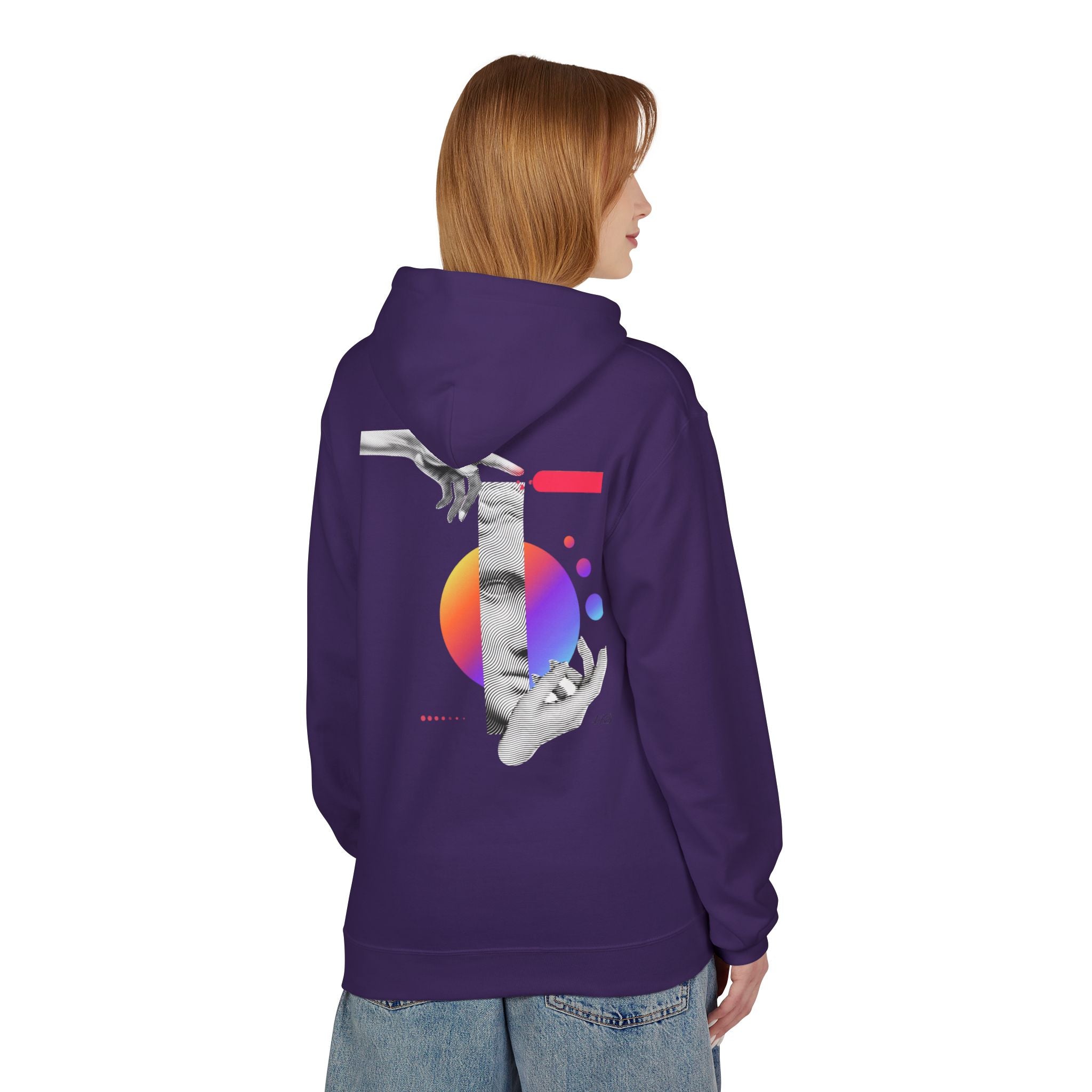 Hoodie — Abstract Hands & Gradient Orb Art Sweatshirt