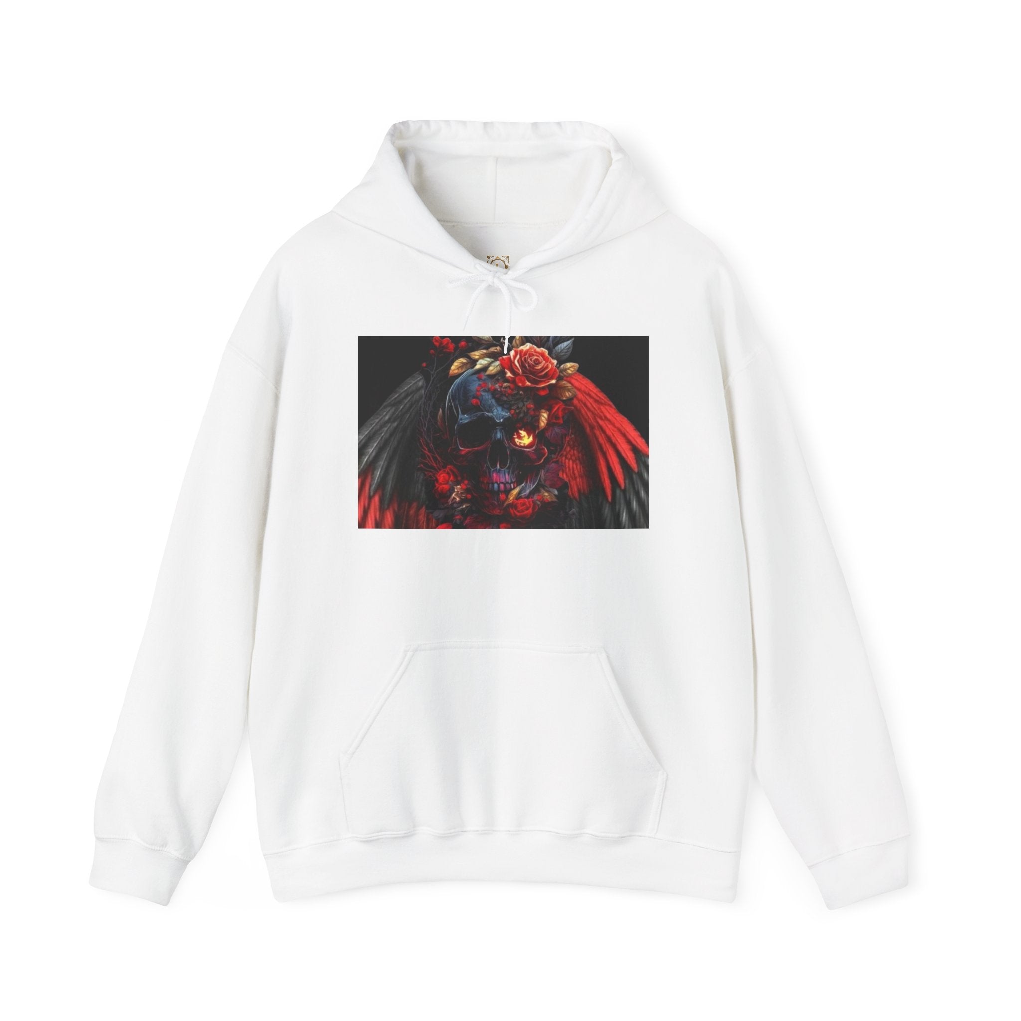 Skull Rose Wings Hoodie — Gothic Floral Skull Pullover