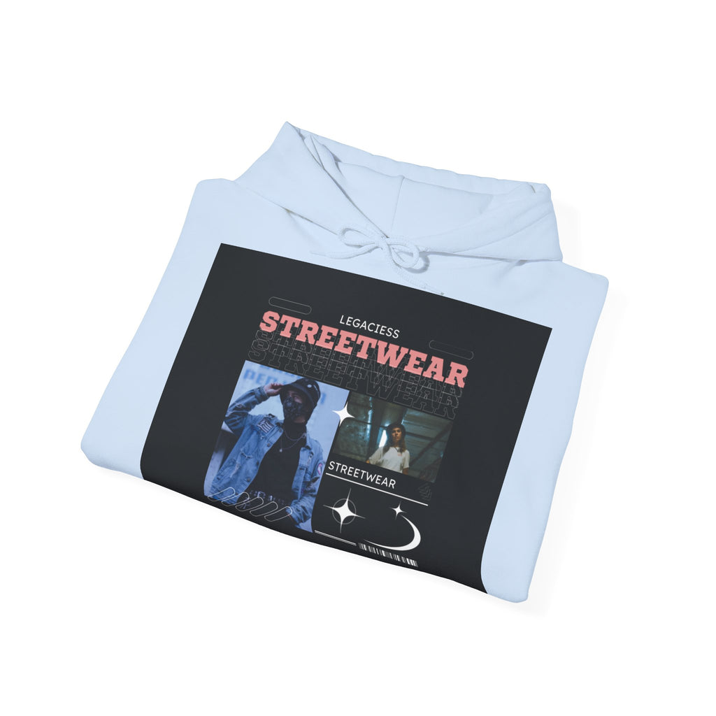 Streetwear Collage Hoodie — Retro Urban Graphic Sweatshirt