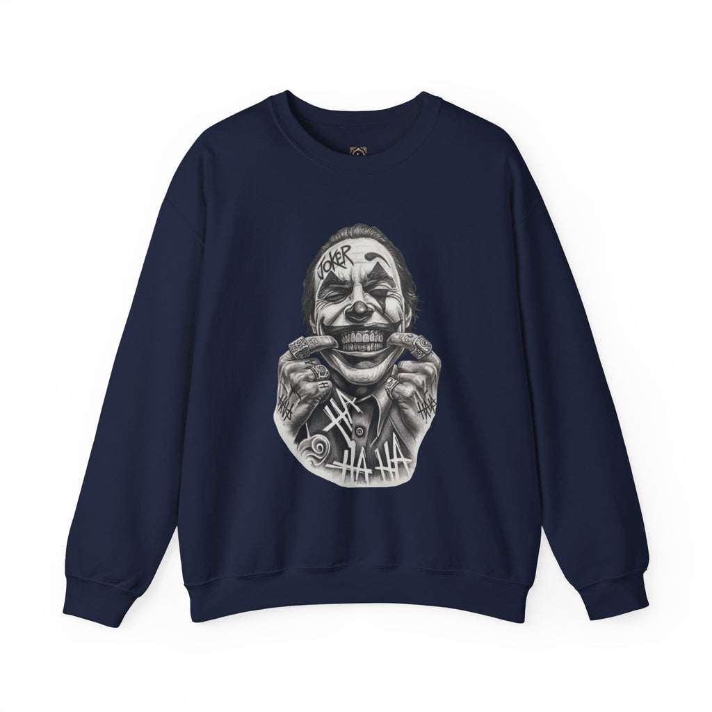 Joker Smile Crewneck Sweatshirt — Grinning Clown Graphic Pullover