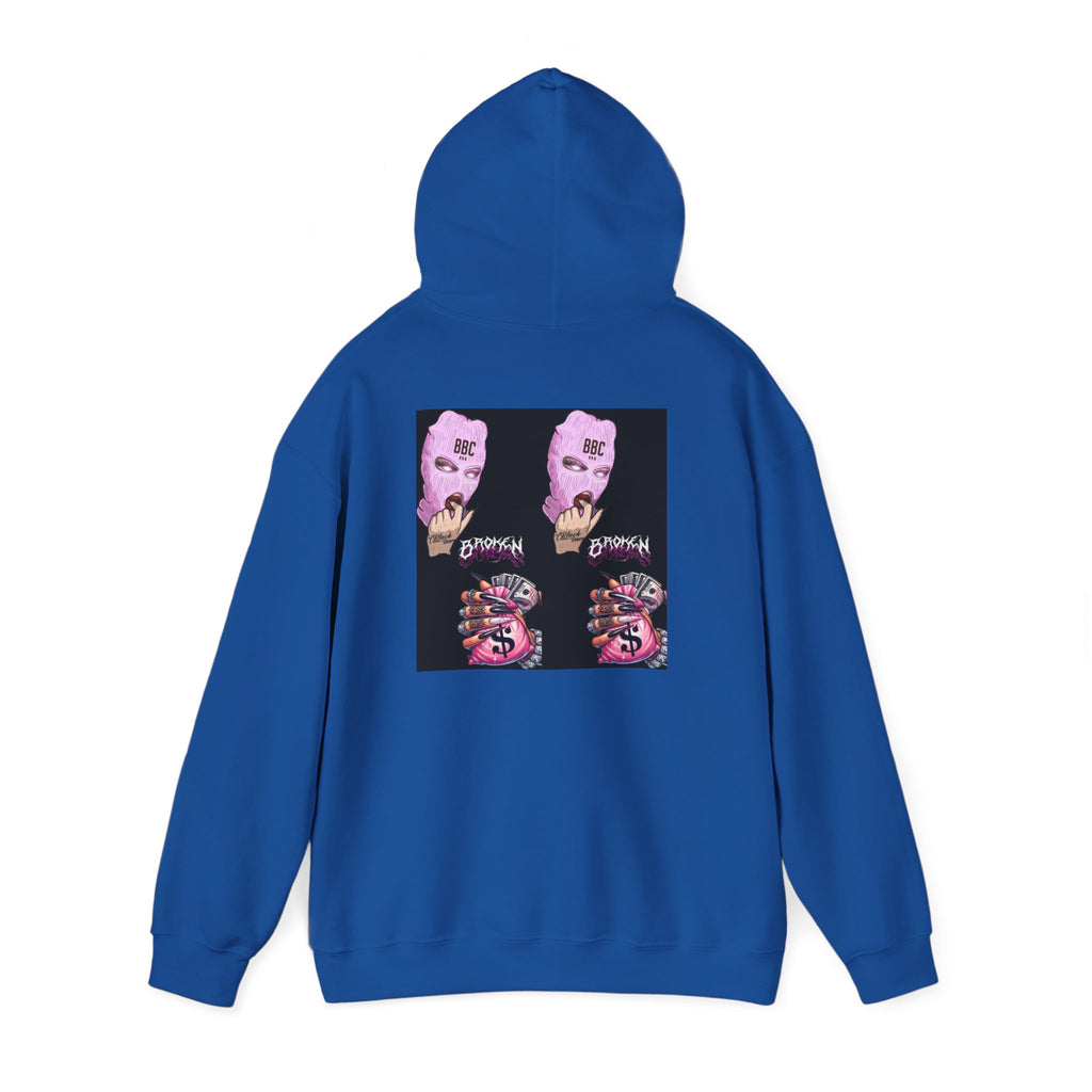 Horror Collage Hoodie — Spooky Pink Skull & Claw Graphic Sweatshirt