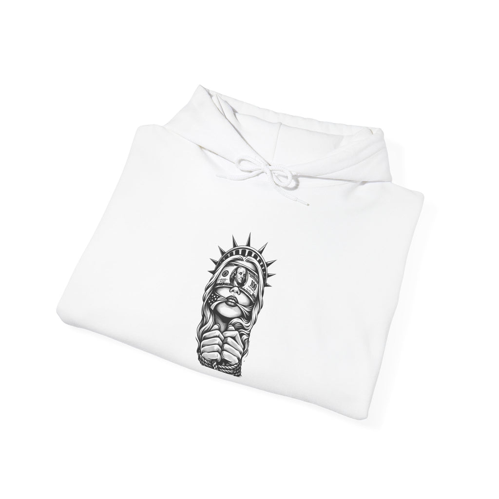 Statue of Liberty Prayer Hands Hoodie — Gothic Liberty Graphic Sweatshirt