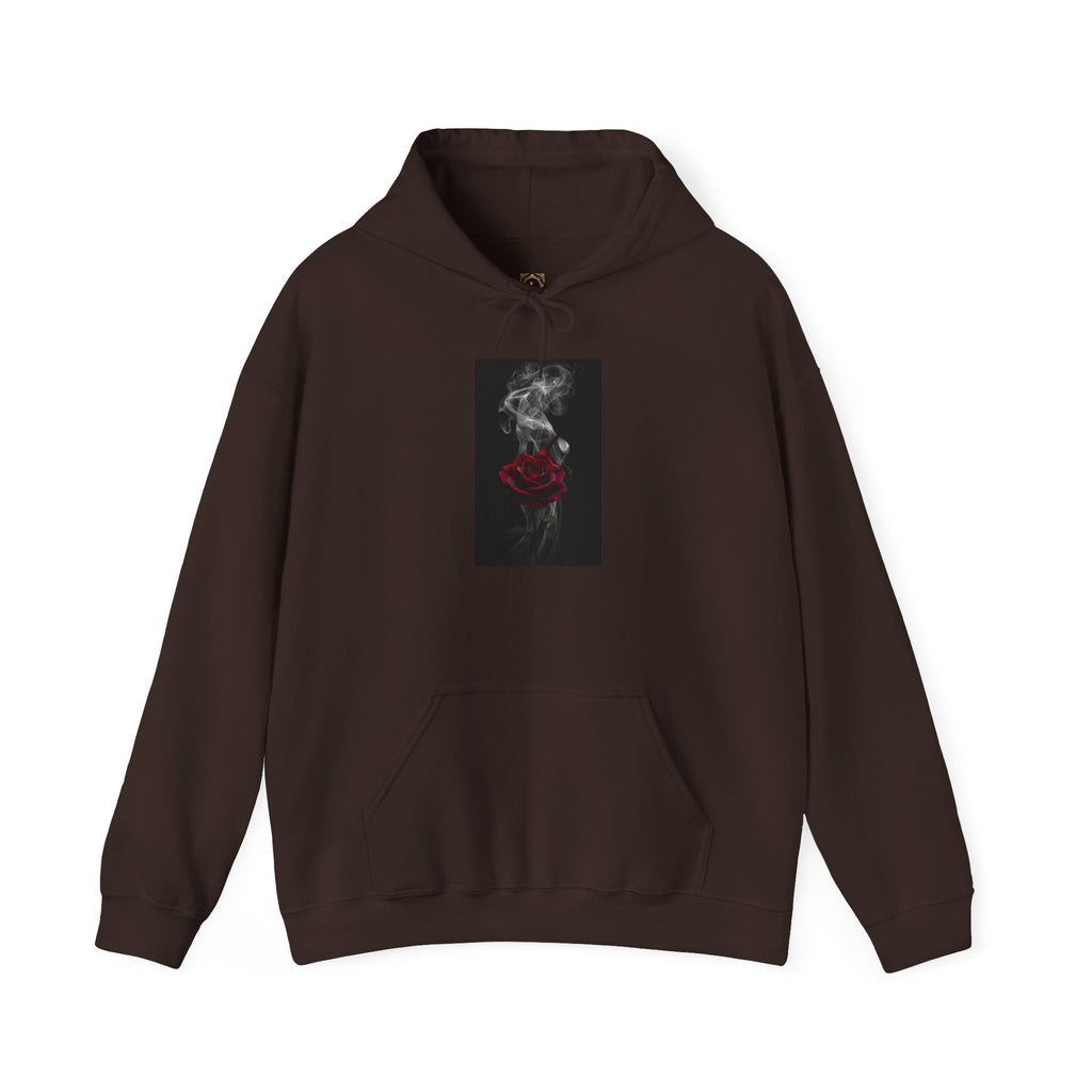 Smoky Red Rose Hoodie — Gothic Floral Hooded Sweatshirt