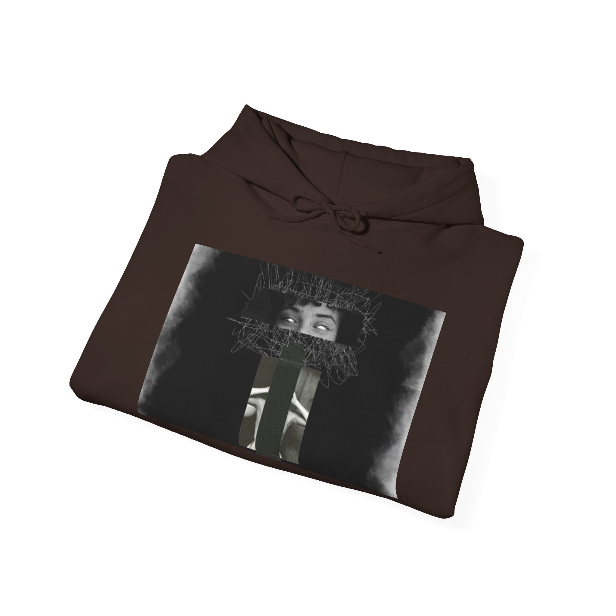 Mystic Window Hoodie — Gothic Portrait Smoke Graphic Hooded Sweatshirt
