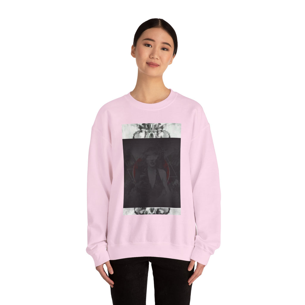 Crewneck Sweatshirt — Dark Abstract Chest Print with 'Legaciess' Gold Back Logo