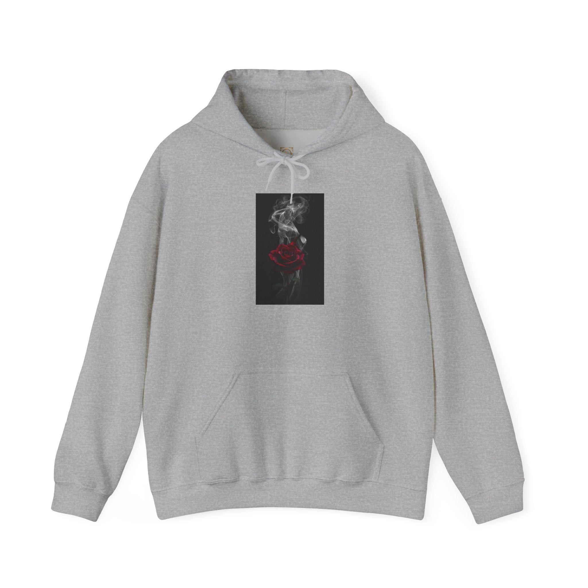 Smoky Red Rose Hoodie — Gothic Floral Hooded Sweatshirt