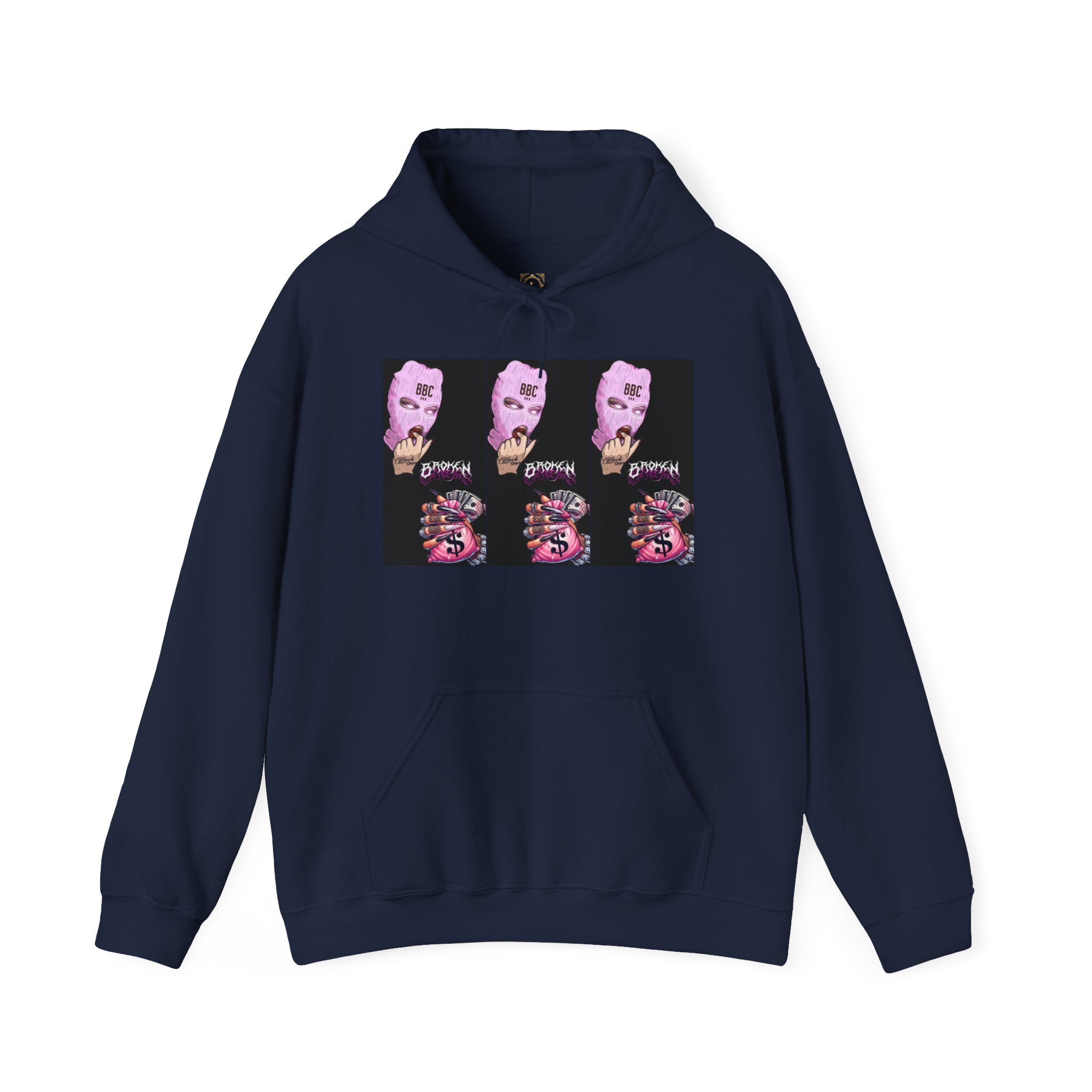 Horror Collage Hoodie — Spooky Pink Skull & Claw Graphic Sweatshirt