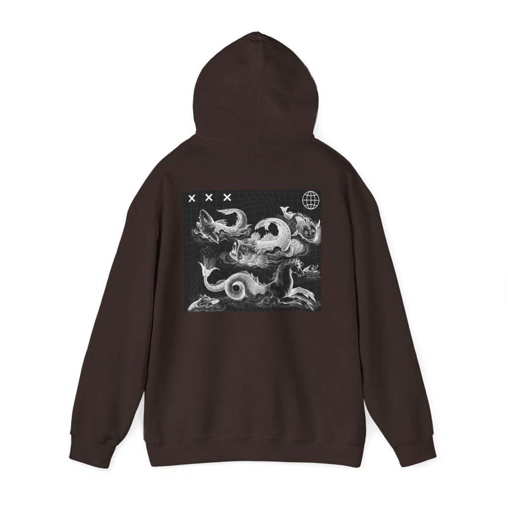 Skull Waves Hoodie — Gothic Nautical Skull Graphic Pullover