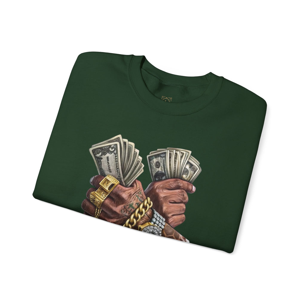 Crewneck Sweatshirt — 'Trust No One' Money Hands Graphic