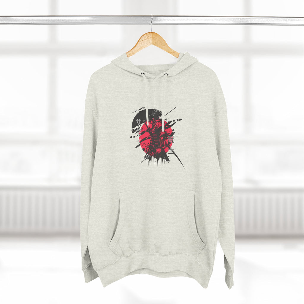 Grunge Rising Hoodie — Red Sun Graphic Fleece Hoodie