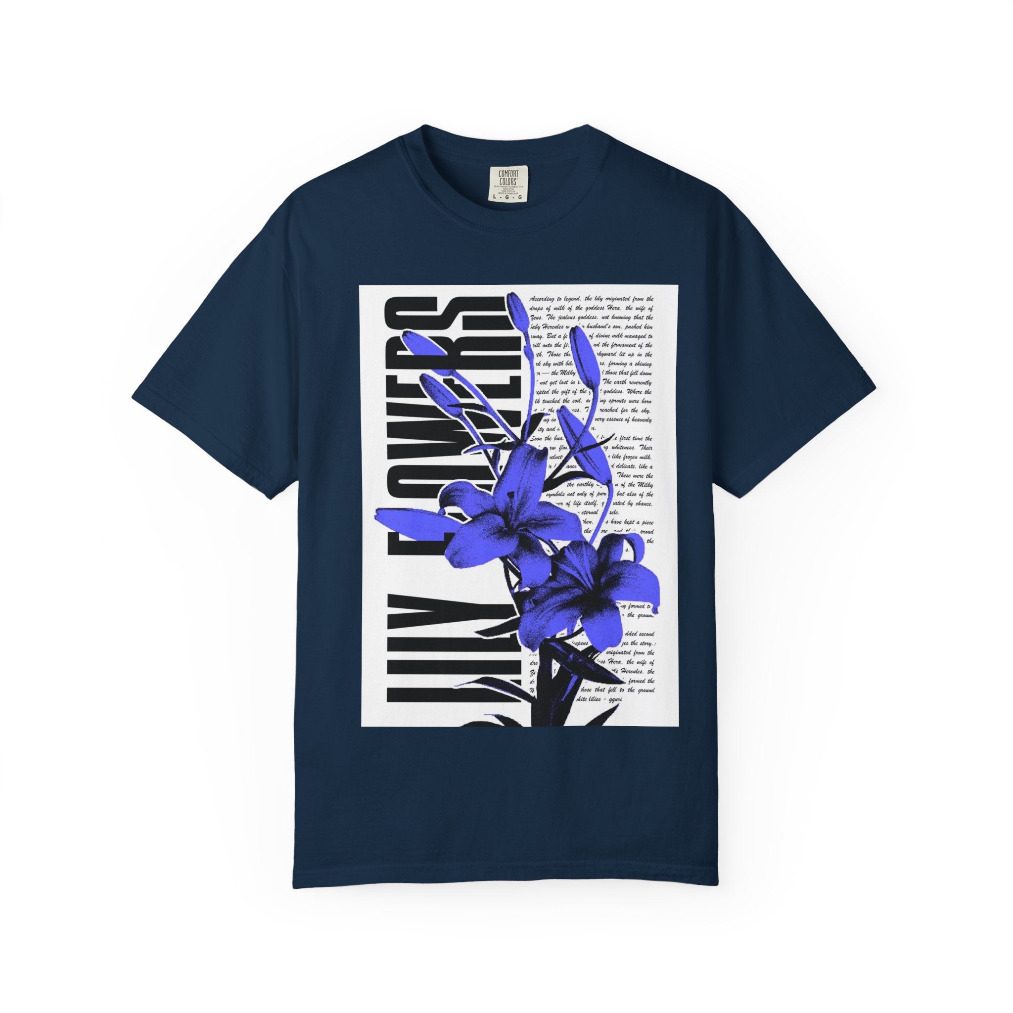 Floral Legacy Graphic T-Shirt — Bold Blue Orchid Design