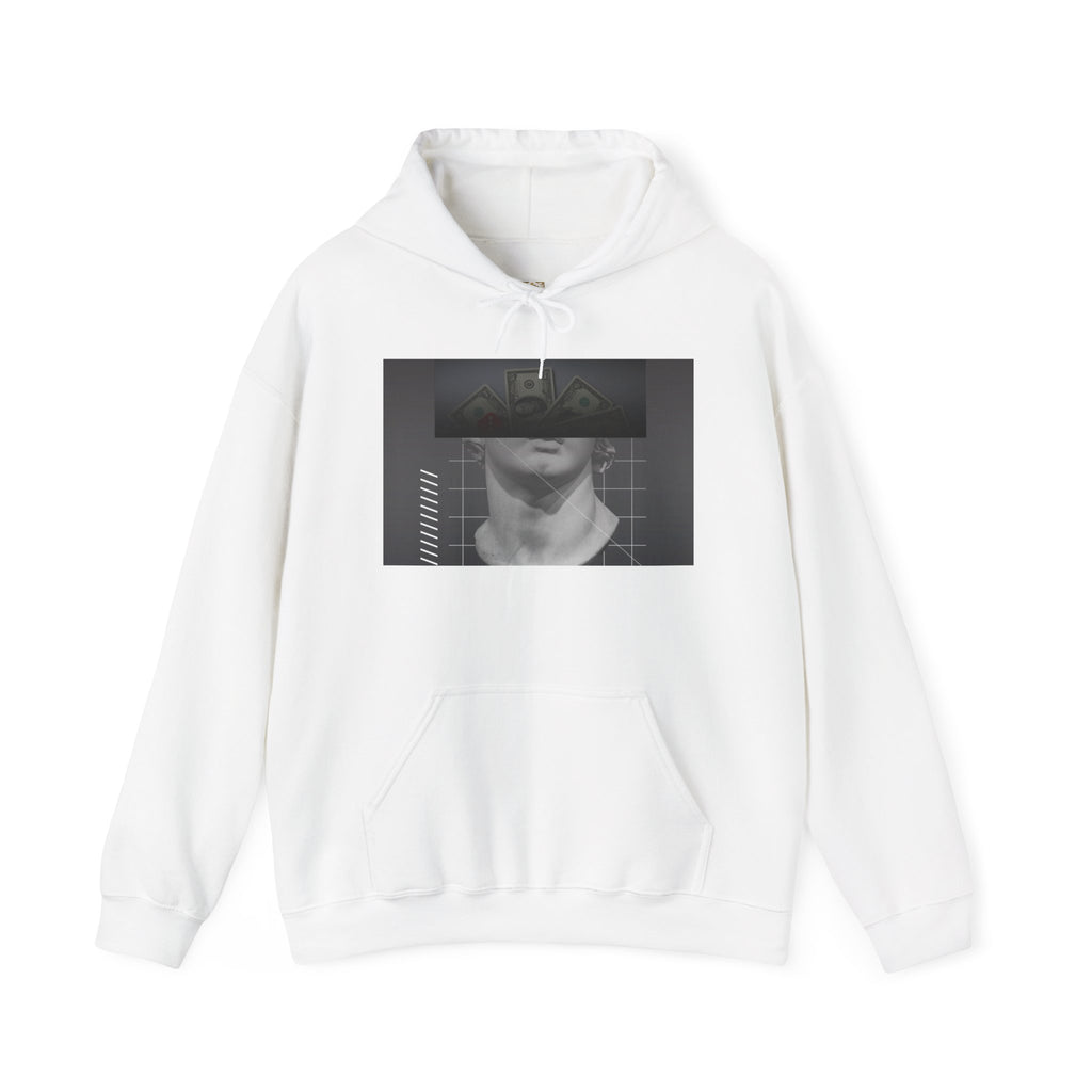 Graphic Hoodie — Black & White Glitch Portrait Hoodie