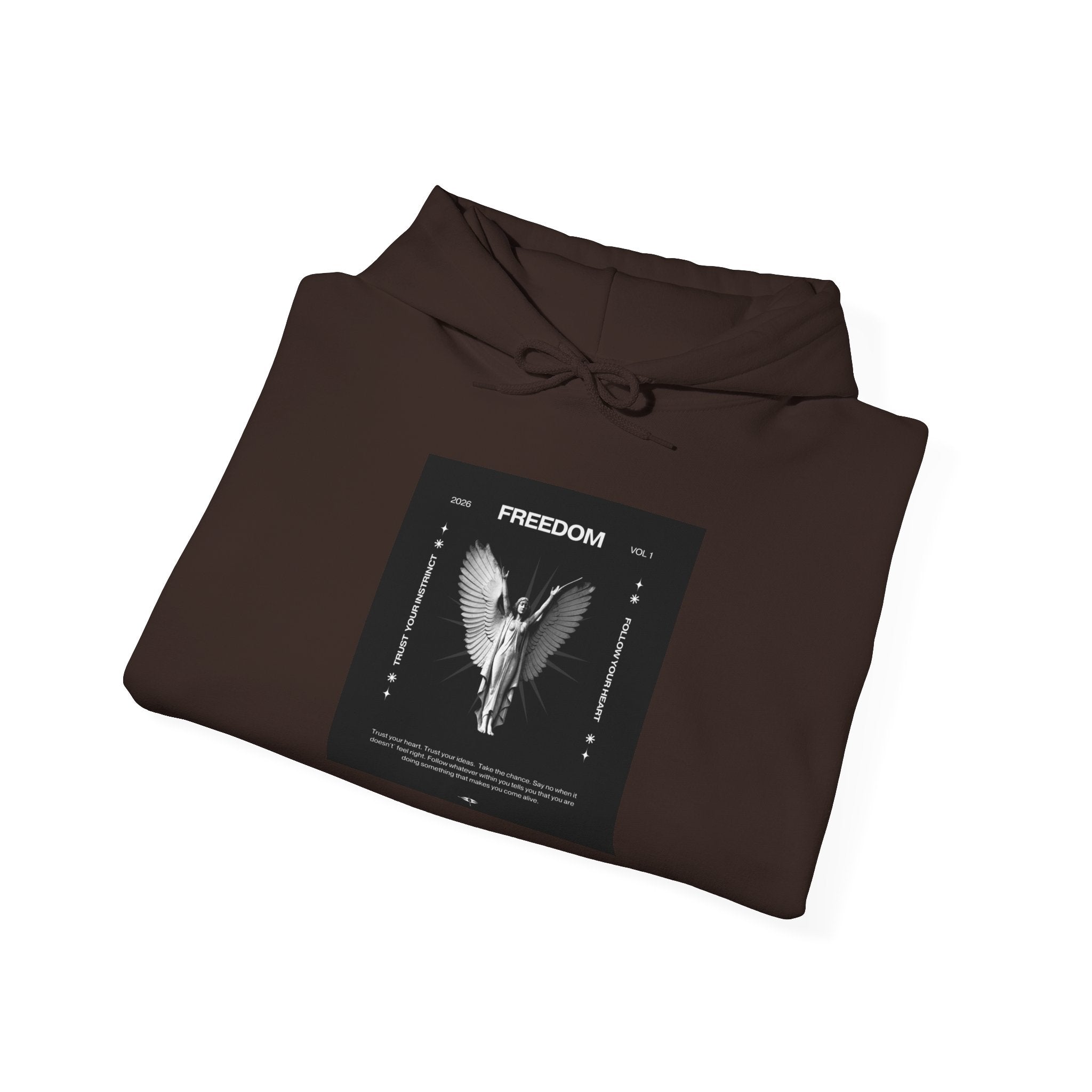 Freedom Angel Hoodie — Gothic Black & White Angel Wings Sweatshirt