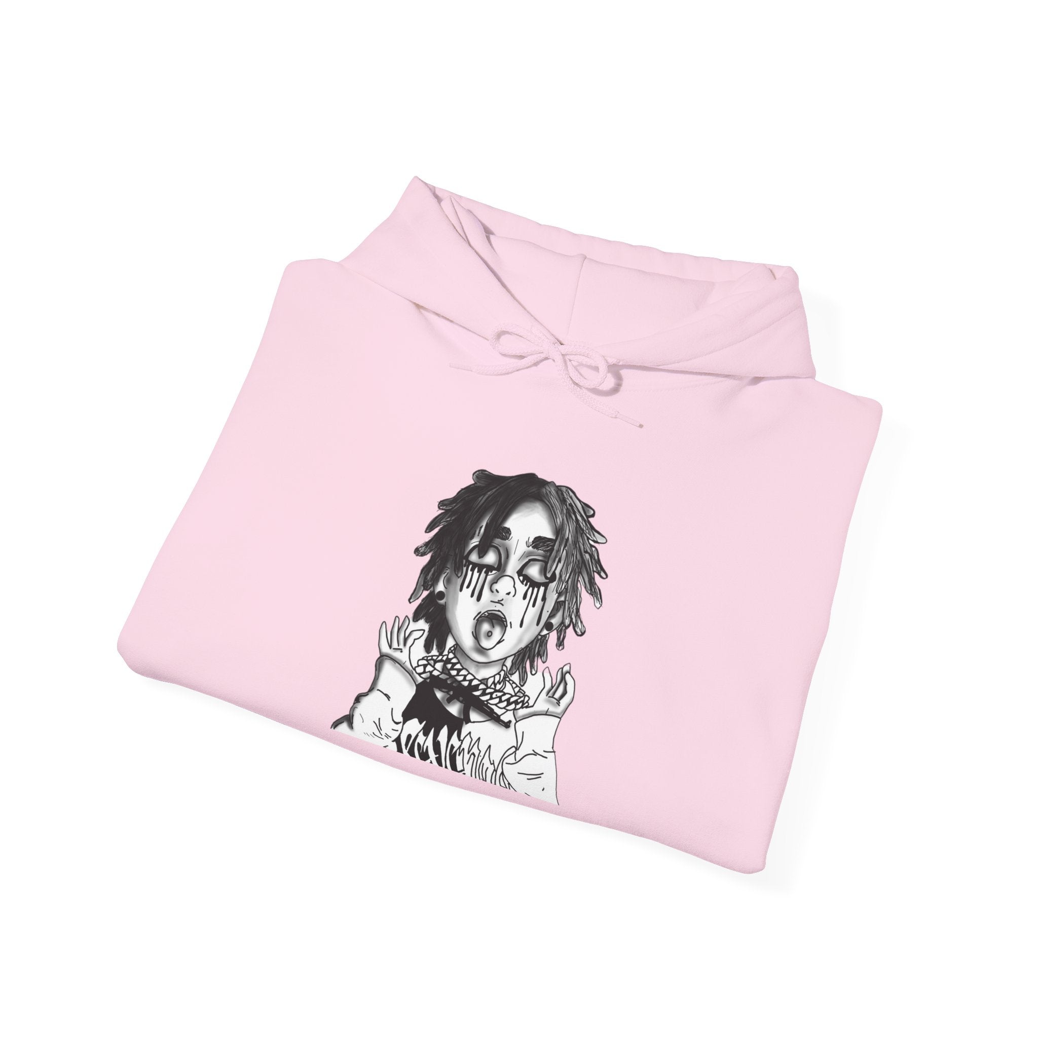 Horror Manga Hoodie — Black & White Creepy Portrait Pullover