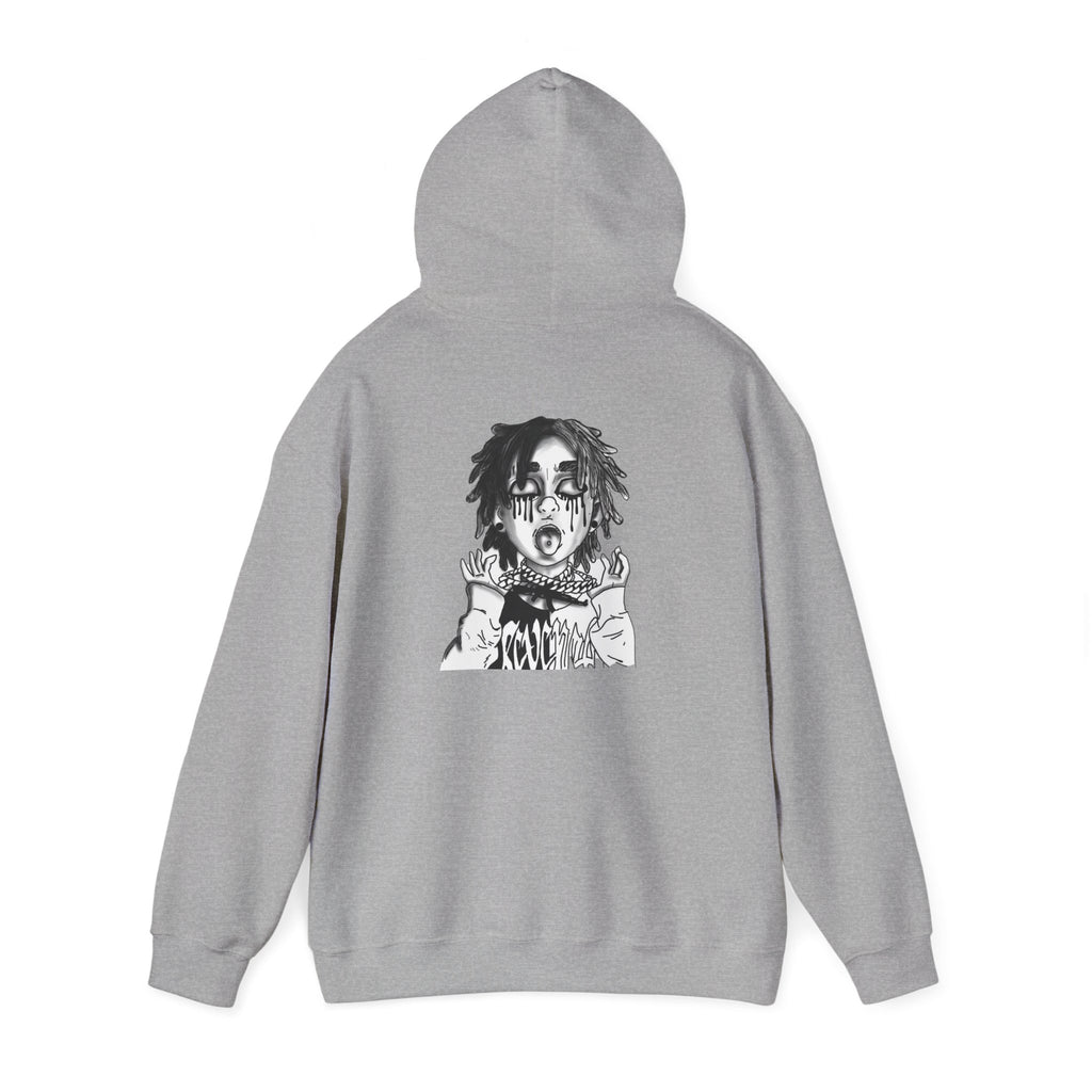Horror Manga Hoodie — Black & White Creepy Portrait Pullover