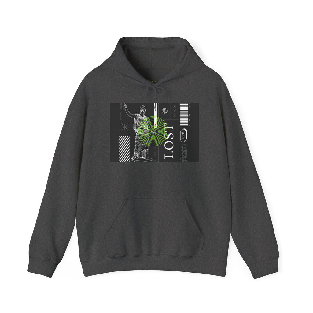 Lost World Hoodie — Vaporwave Glitch Graphic Pullover