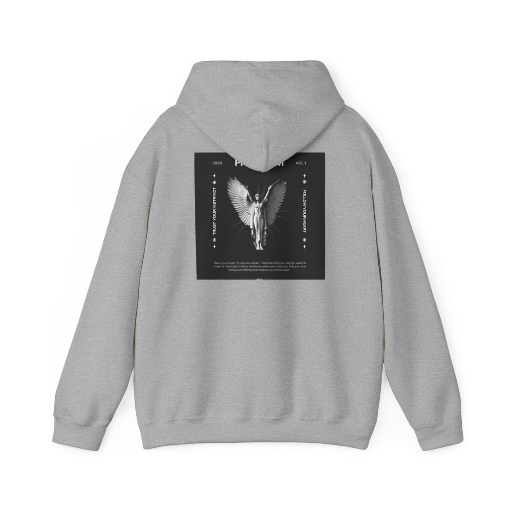 Freedom Angel Hoodie — Gothic Black & White Angel Wings Sweatshirt