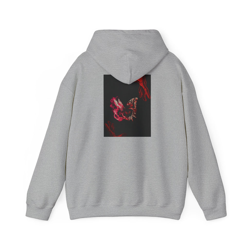 Floral Smoke Hoodie — Dark Red Rose Graphic Hooded Sweatshirt