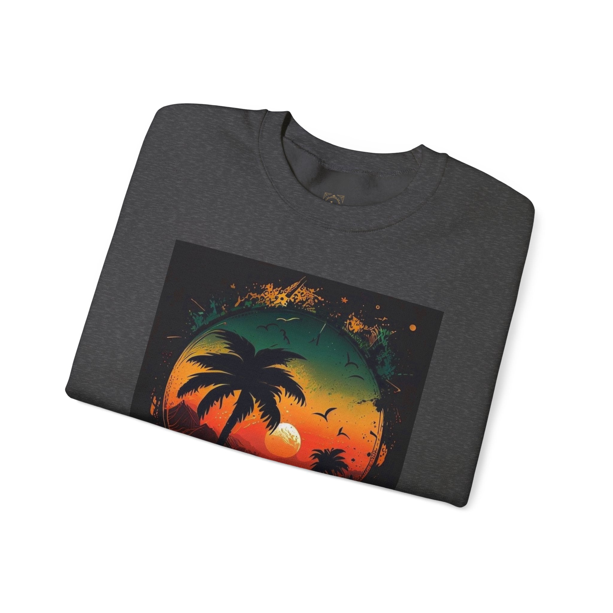 Sunset Island Sweatshirt — Tropical Palm Sunset Crewneck