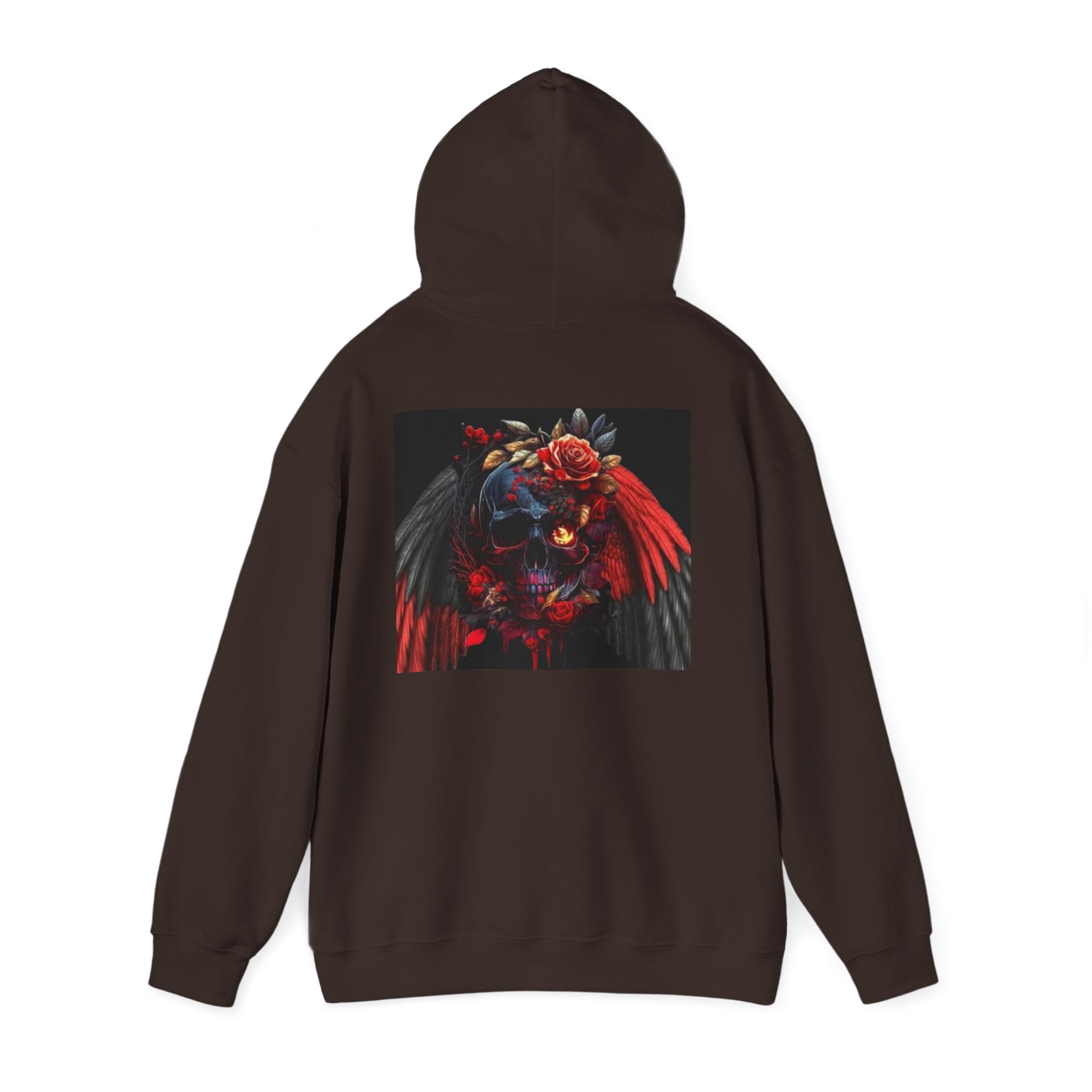 Skull Rose Wings Hoodie — Gothic Floral Skull Pullover