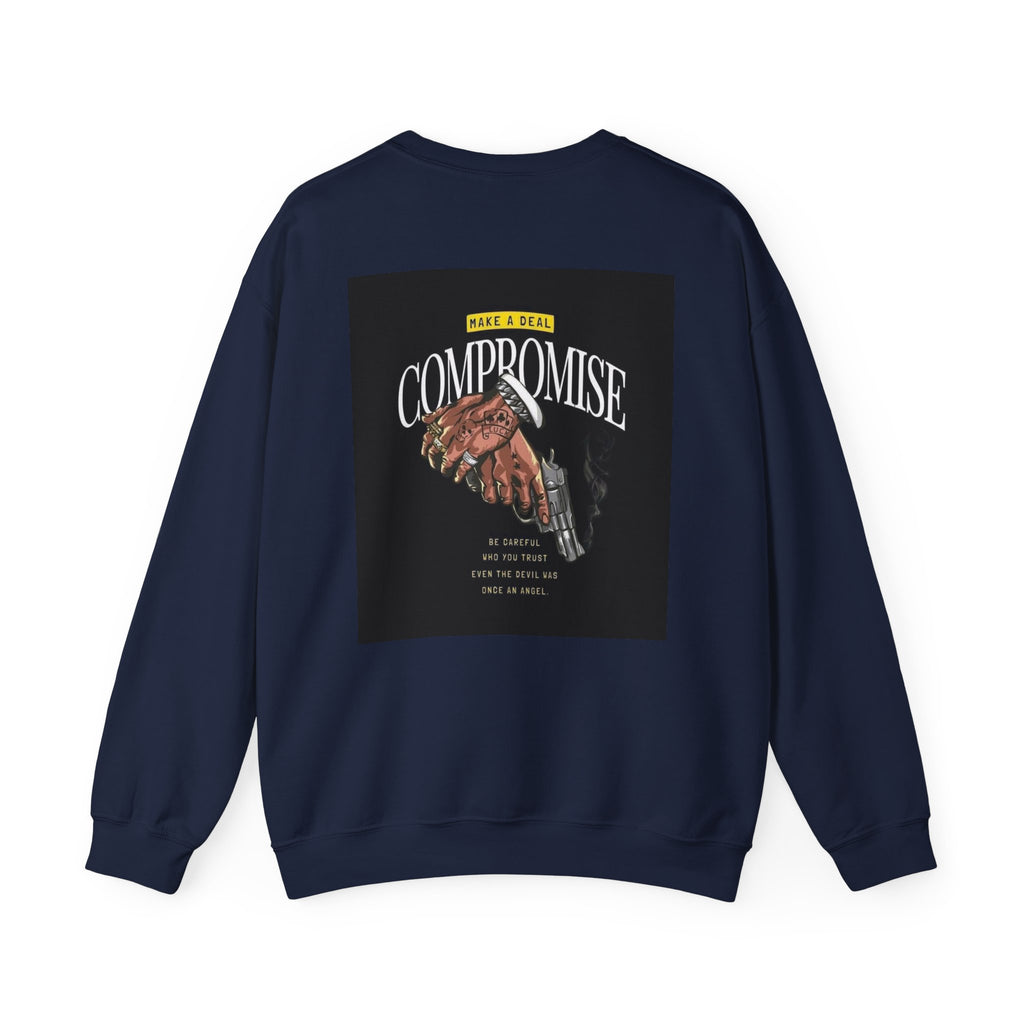 Compromise Graphic Sweatshirt — Vintage Handshake & Revolver Design