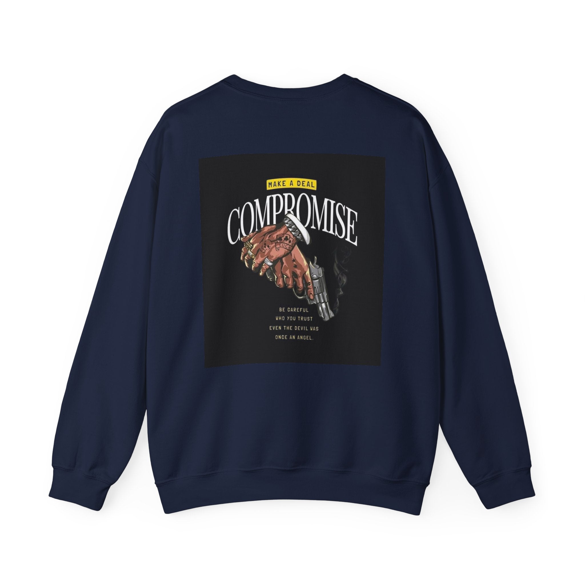 Compromise Graphic Sweatshirt — Vintage Handshake & Revolver Design