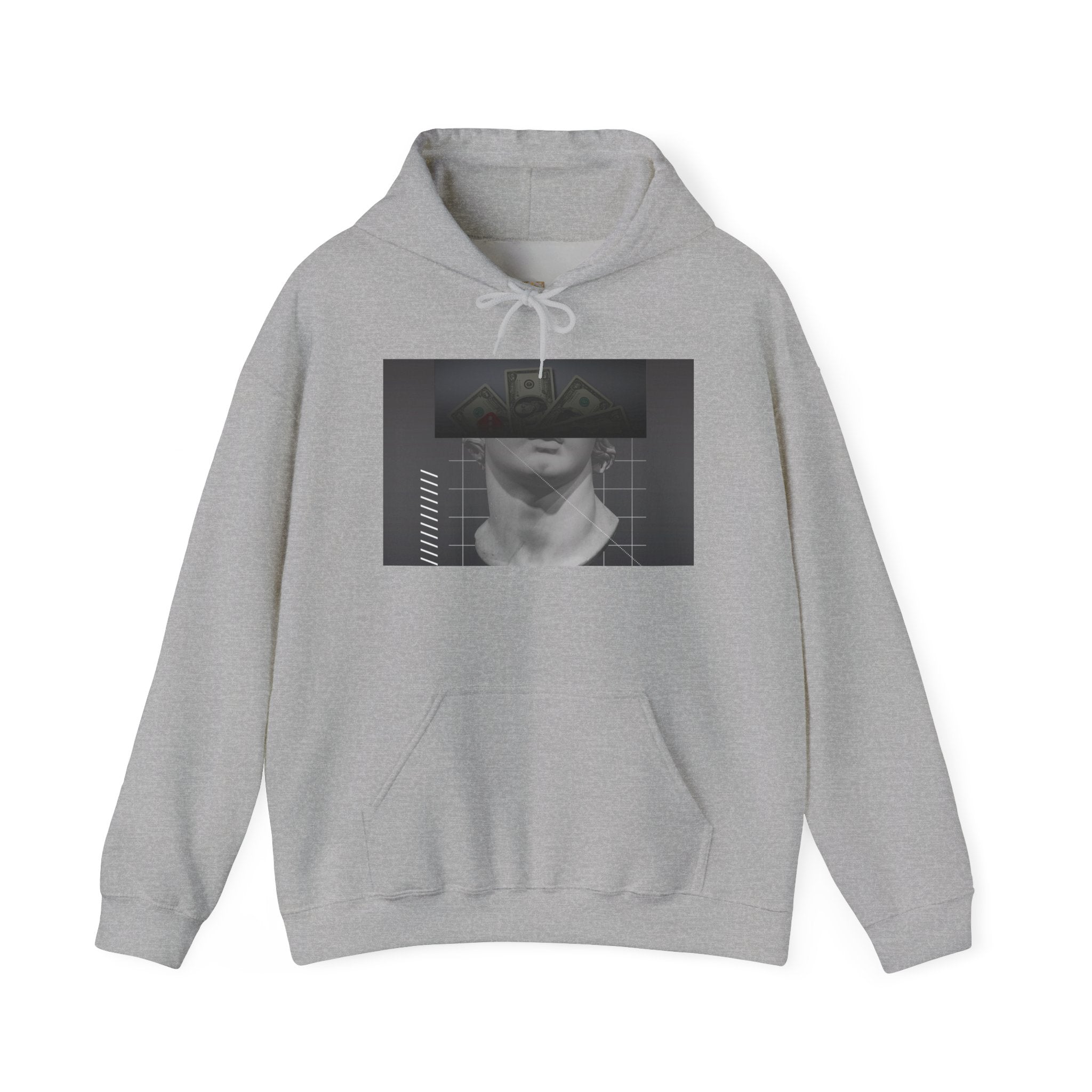 Graphic Hoodie — Black & White Glitch Portrait Hoodie