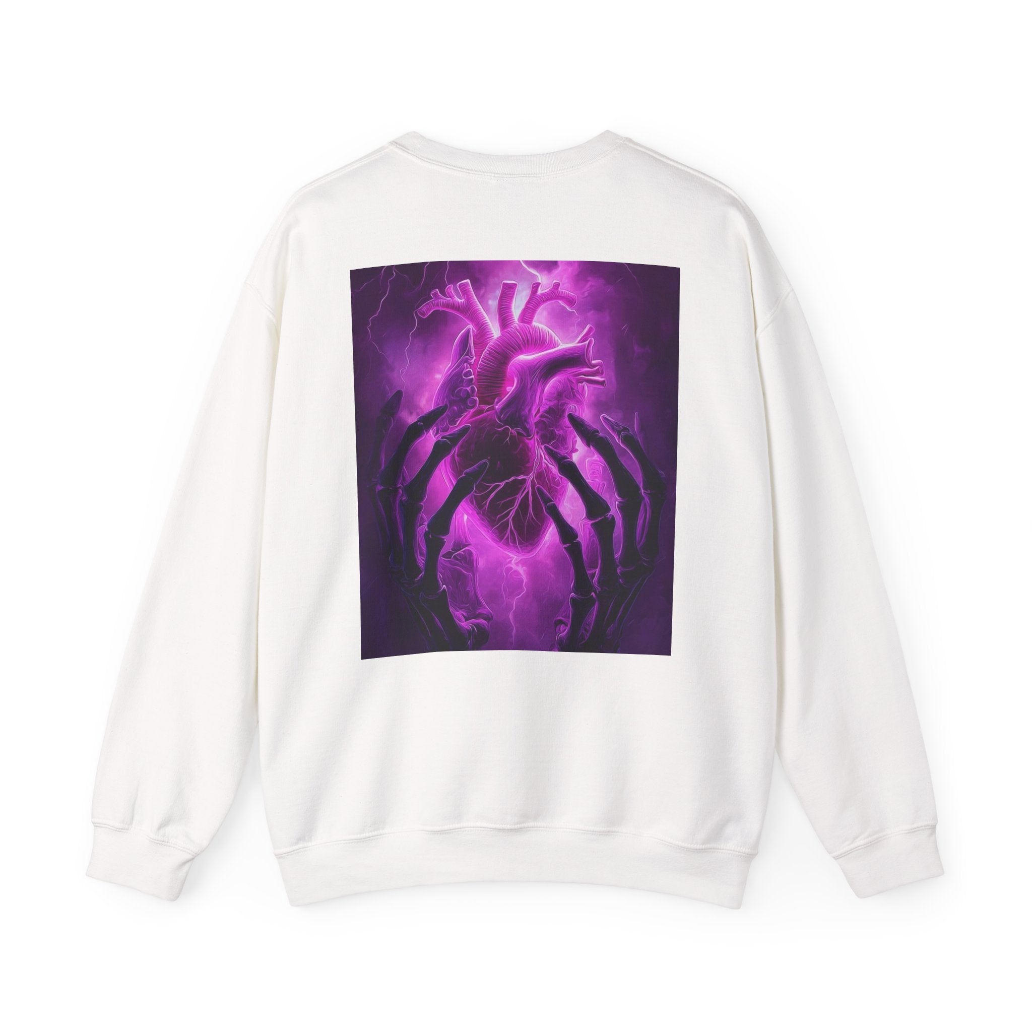 Crewneck Sweatshirt — Purple Lightning Anatomical Heart Graphic