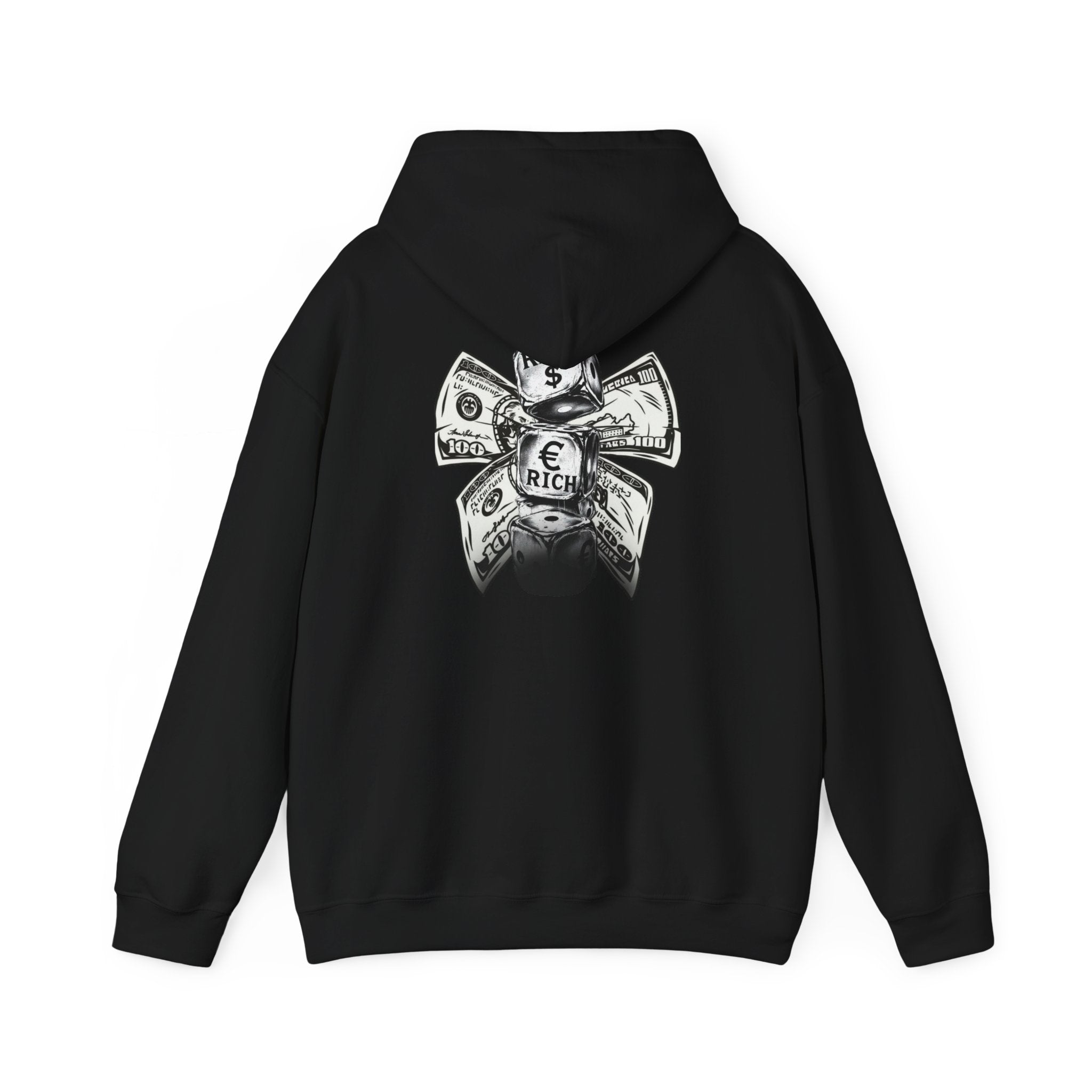 Money Bow Hoodie — Graphic Dollar Knot “Get Rich” Pullover