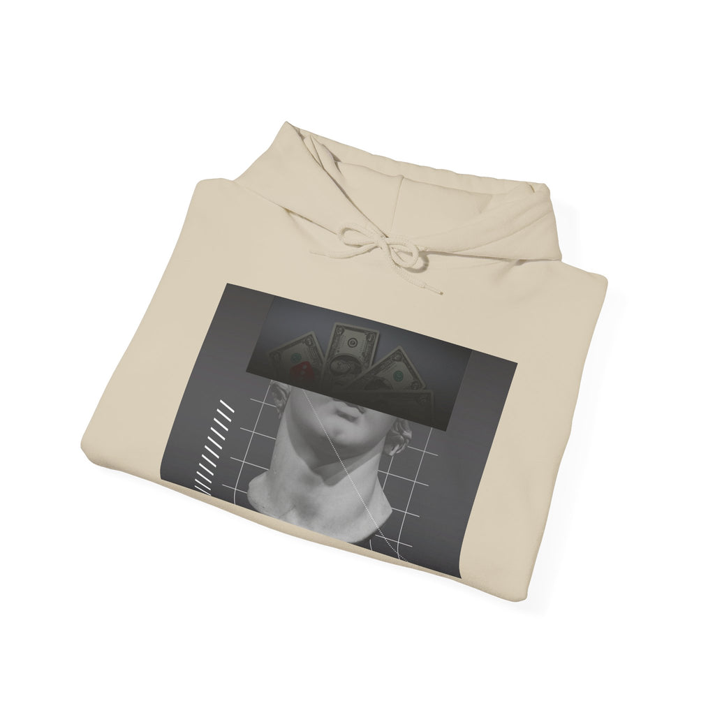 Graphic Hoodie — Black & White Glitch Portrait Hoodie