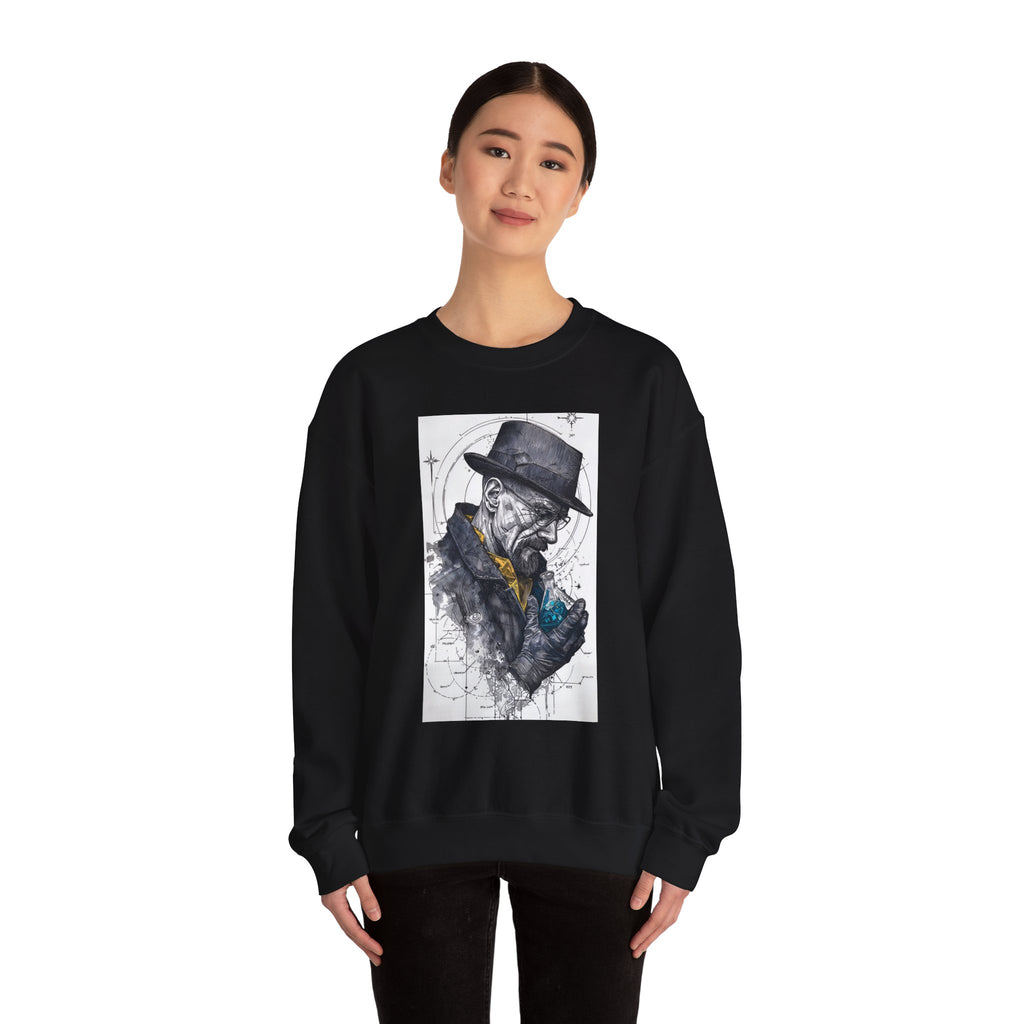 Crewneck Sweatshirt — Heisenberg Portrait with Blue Crystal Art