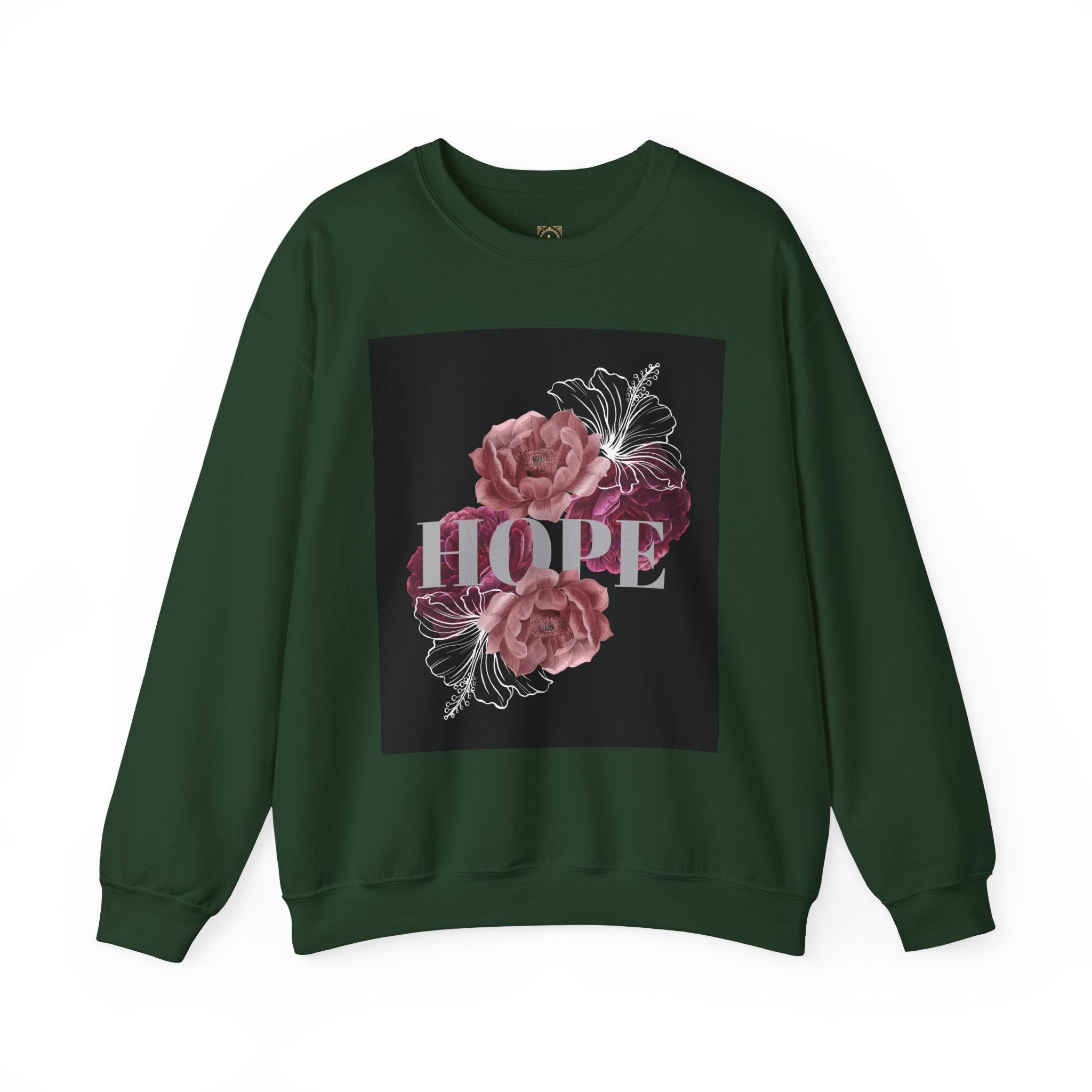 Hope Floral Crewneck Sweatshirt — 'HOPE' Vintage Rose Graphic