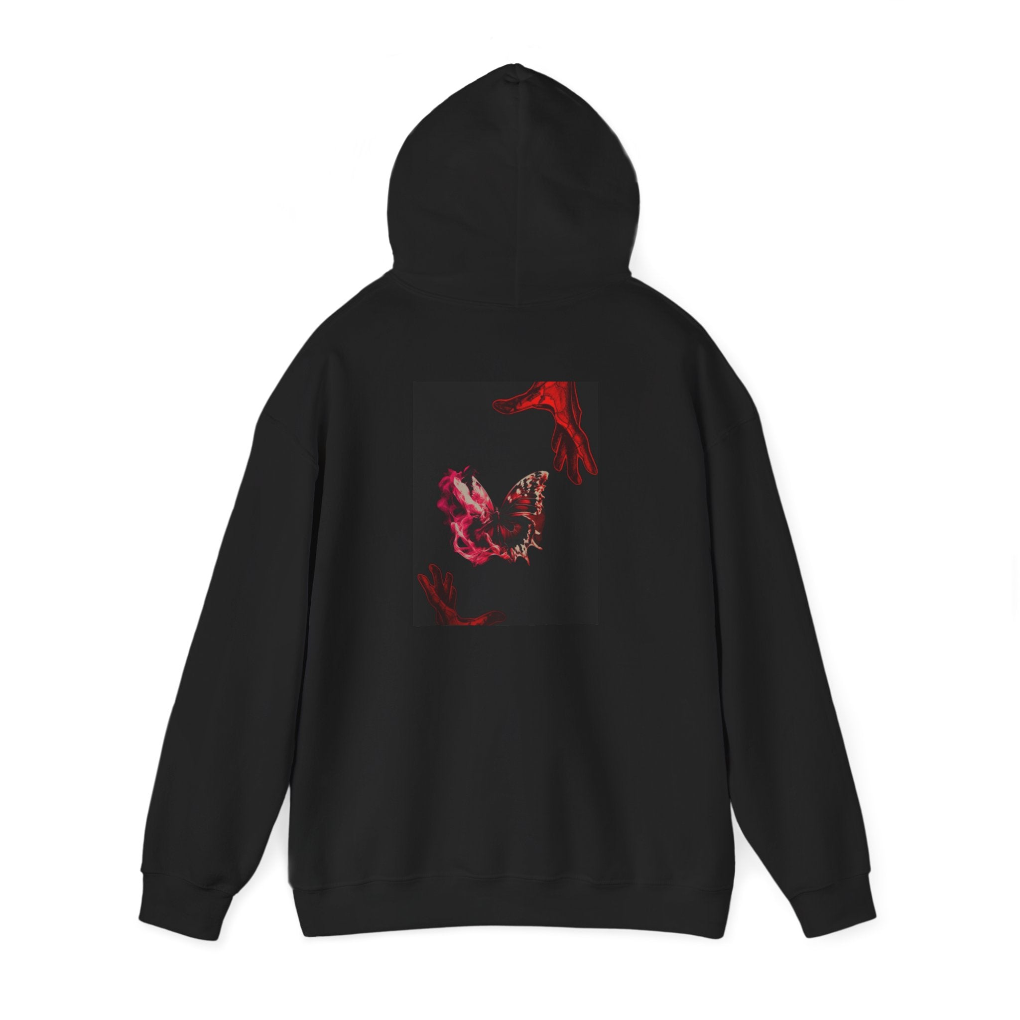 Floral Smoke Hoodie — Dark Red Rose Graphic Hooded Sweatshirt