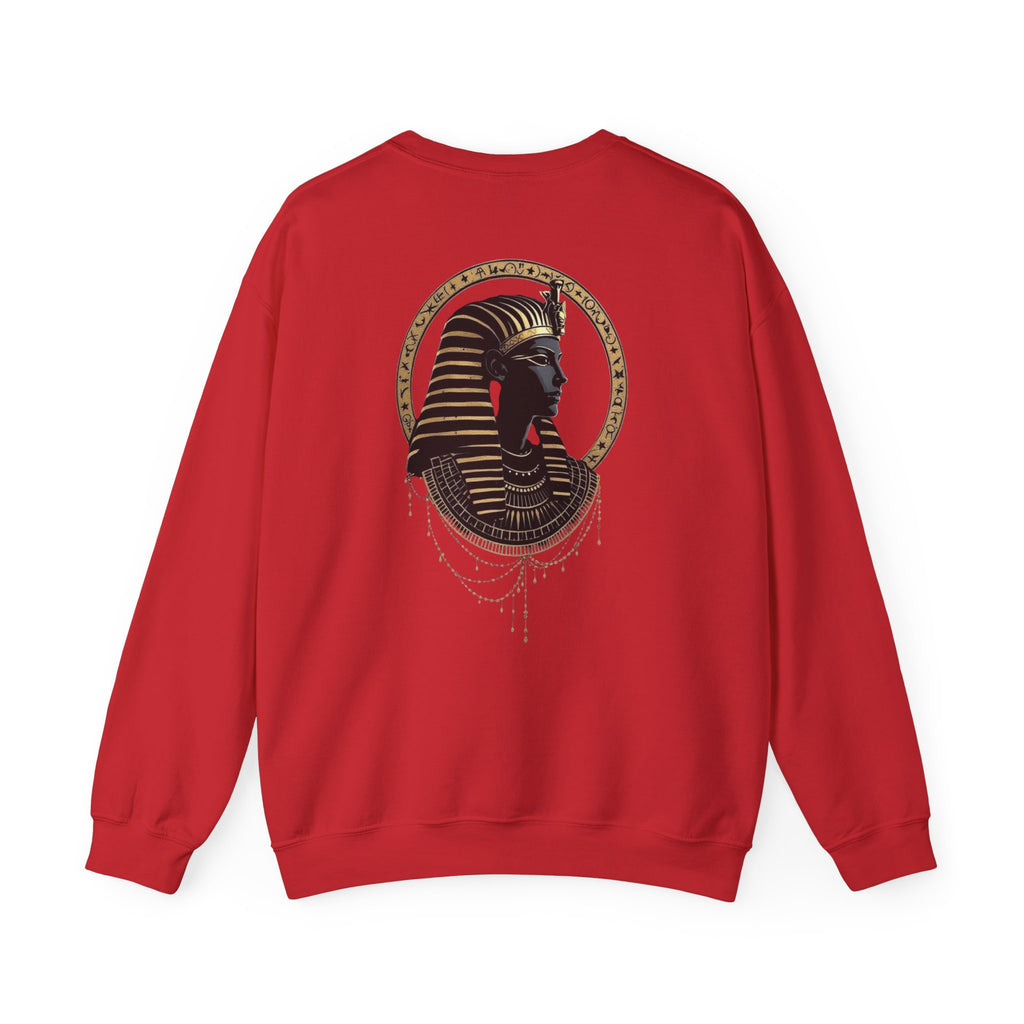 Egyptian Pharaoh Crewneck Sweatshirt — Gold & Black Tutankhamun Profile