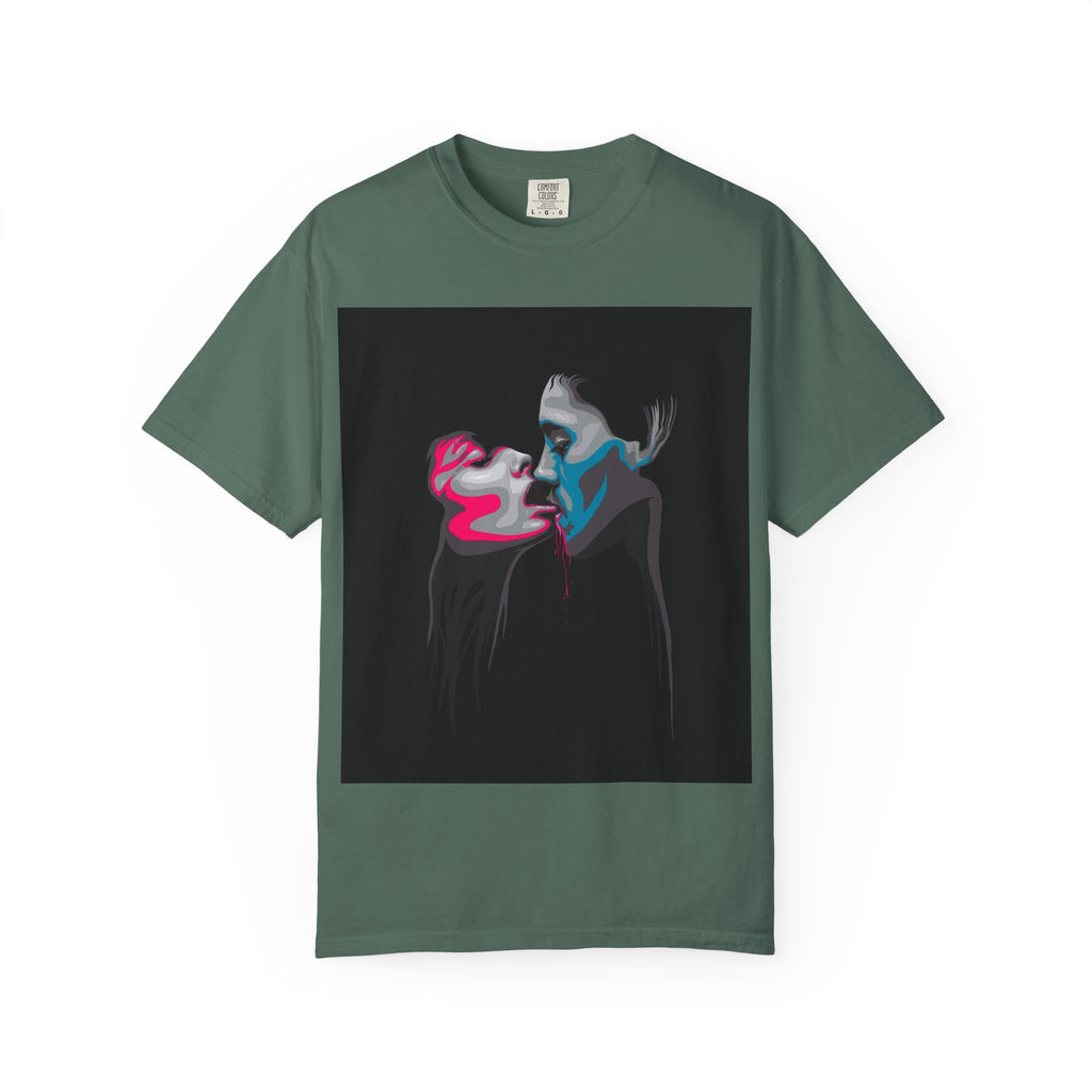 Abstract Neon Kiss T-Shirt — 'Legaciess' Back Logo Graphic Tee