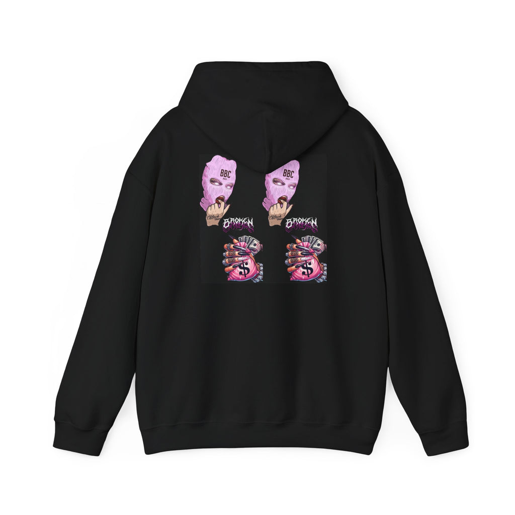 Horror Collage Hoodie — Spooky Pink Skull & Claw Graphic Sweatshirt