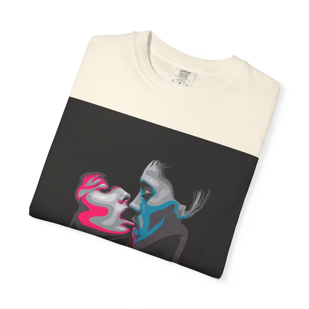 Abstract Neon Kiss T-Shirt — 'Legaciess' Back Logo Graphic Tee