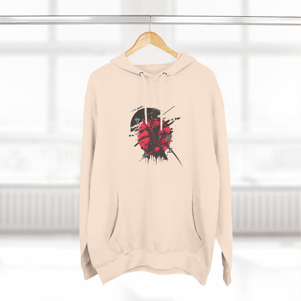 Grunge Rising Hoodie — Red Sun Graphic Fleece Hoodie