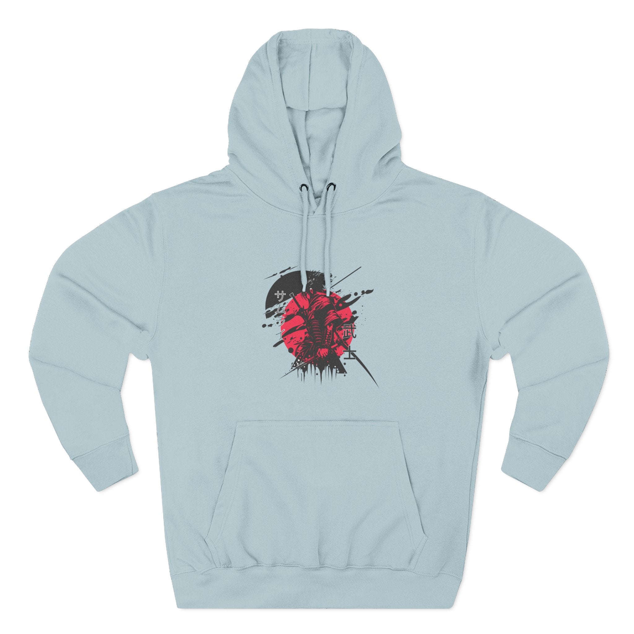 Grunge Rising Hoodie — Red Sun Graphic Fleece Hoodie